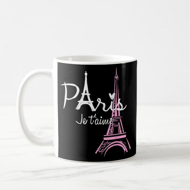 I Love Paris Eiffel Tower France French Souvenir Coffee Mug (Left)