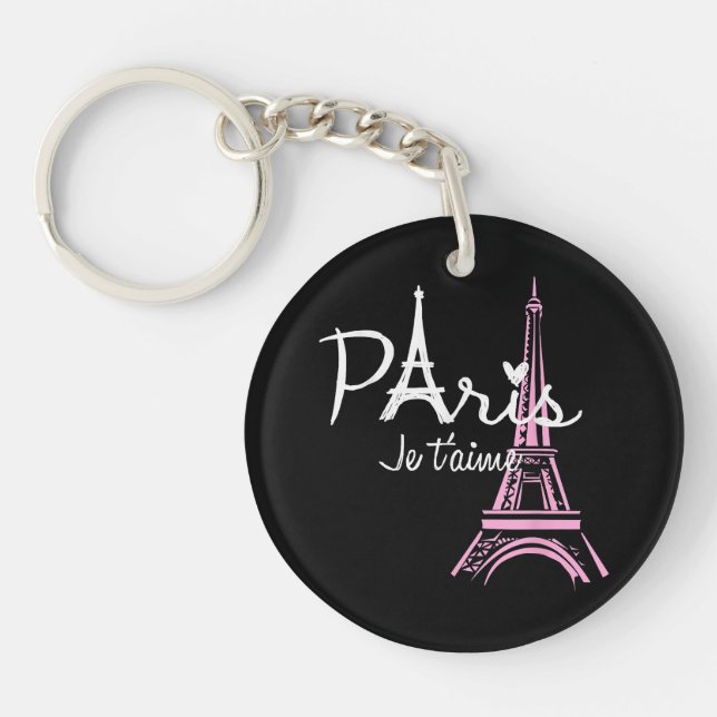 I Love Paris Eiffel Tower France French Souvenir Keychain (Front)