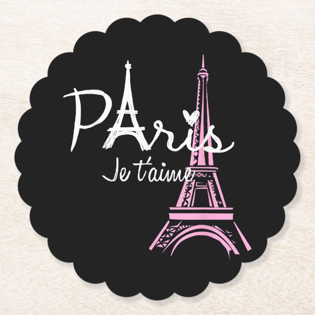 I Love Paris Eiffel Tower France French Souvenir Paper Coaster (Front)