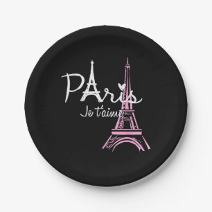 I Love Paris Eiffel Tower France French Souvenir Paper Plates