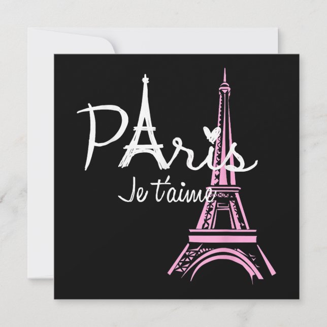 I Love Paris Eiffel Tower France French Souvenir Thank You Card (Front)