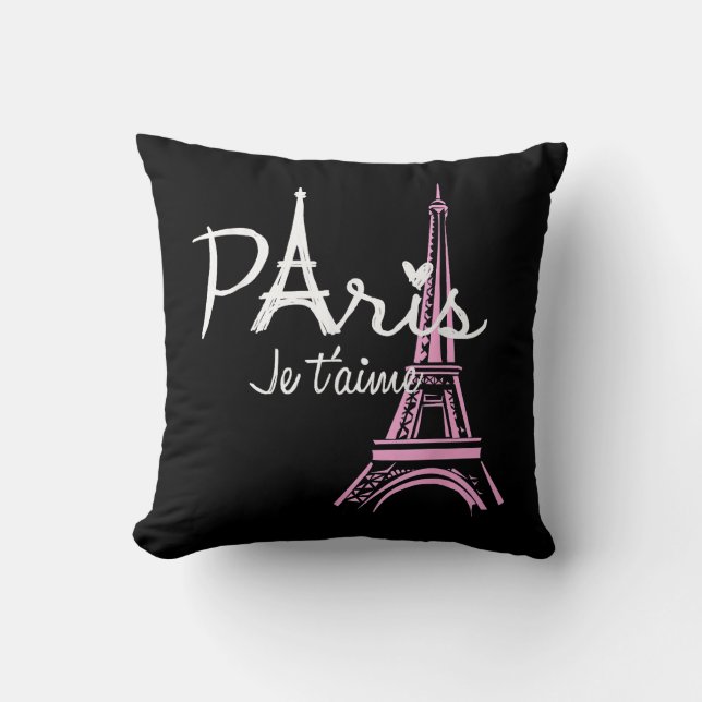 I Love Paris Eiffel Tower France French Souvenir Throw Pillow (Front)