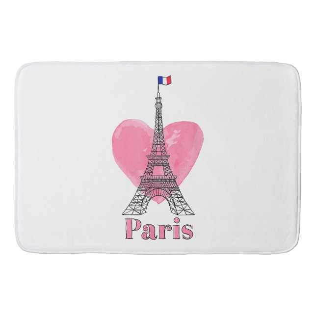 I Love Paris Eiffel Tower France Gift Bath Mat (Front)