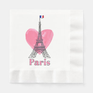 I Love Paris Eiffel Tower France Gift Napkins