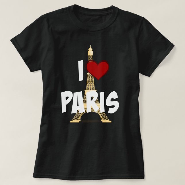 "I Love Paris," Eiffel Tower T-Shirt (Design Front)