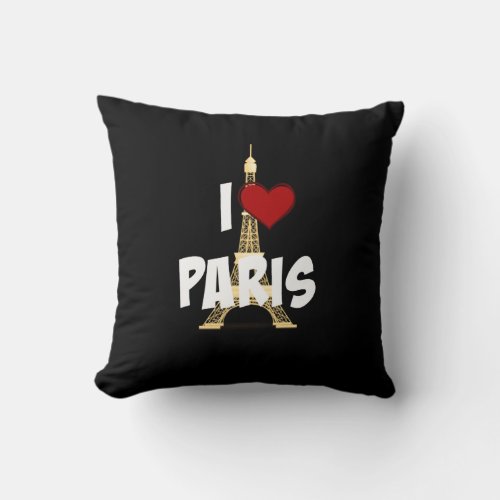 I Love Paris Eiffel Tower Throw Pillow