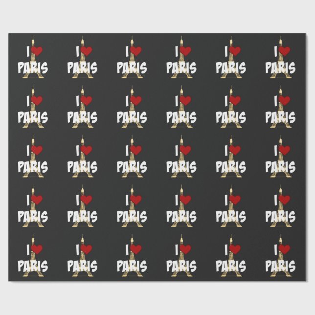 "I Love Paris," Eiffel Tower Wrapping Paper (Flat)