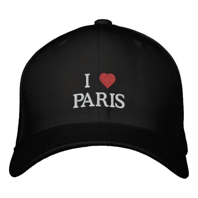 I Love Paris Embroidered Baseball Hat (Front)