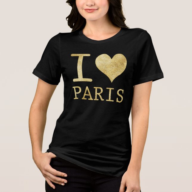 I LOVE PARIS FAUX GLITTER T-SHIRTS (Front)