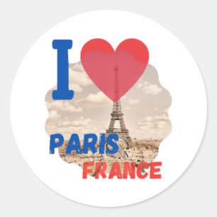 I love Paris France, Crescent, Psg, Baguette Classic Round Sticker