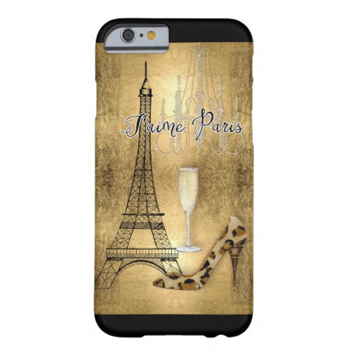 I Love Paris Gold Leaf Eiffel Tower Fashion Shoes Barely There iPhone 6 Case