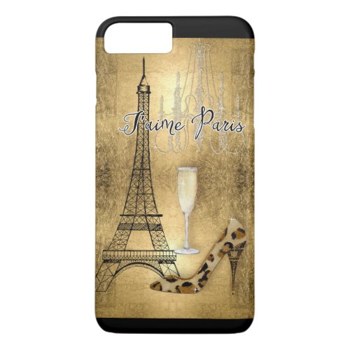 I Love Paris Gold Leaf Eiffel Tower Fashion Shoes iPhone 8 Plus7 Plus Case