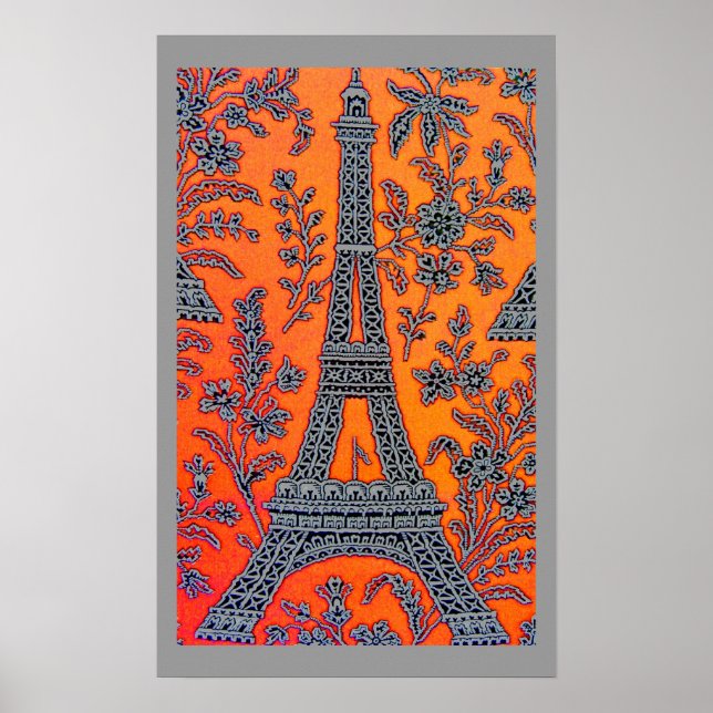 I Love Paris Gray Border Poster small (Front)