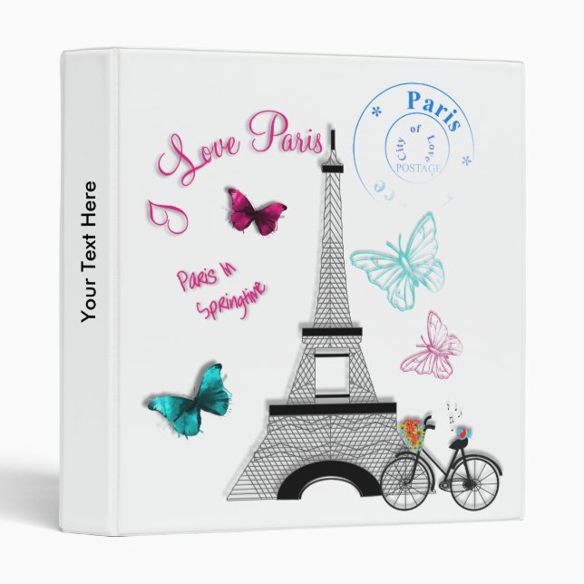 I Love Paris In Springtime 3 Ring Binder (Front/Spine)