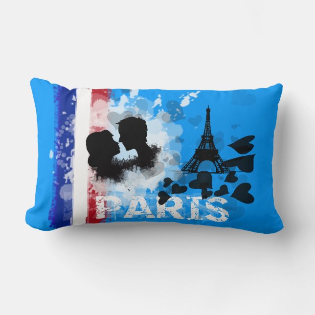 I Love Paris Lumbar Pillow (Front)