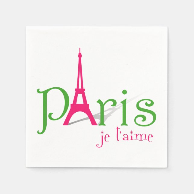 I love Paris Paper Napkins (Front)