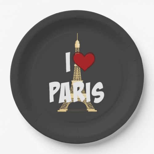 I Love Paris Paper Plates