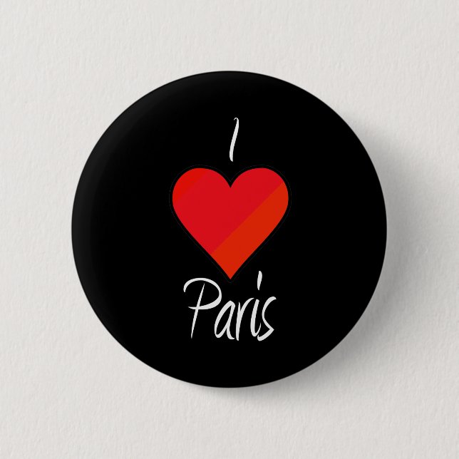 I Love Paris Pinback Button (Front)