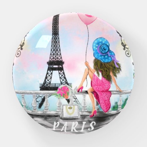 I Love Paris _ Pretty Woman and Pink Balloon Paperweight