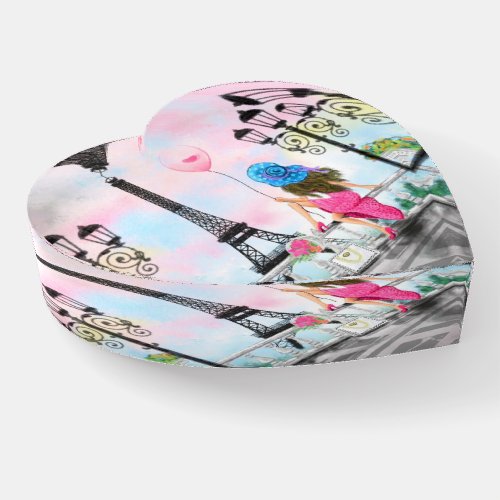 I Love Paris _ Pretty Woman and Pink Heart Balloon Paperweight