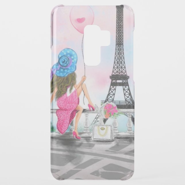 I Love Paris - Pretty Woman and Pink Heart Balloon Uncommon Samsung Galaxy Case (Back)