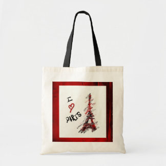 I Love Paris (Red & Black Frame) Tote Bag