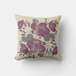 I love Paris Reversible Floral Decorative Pillow