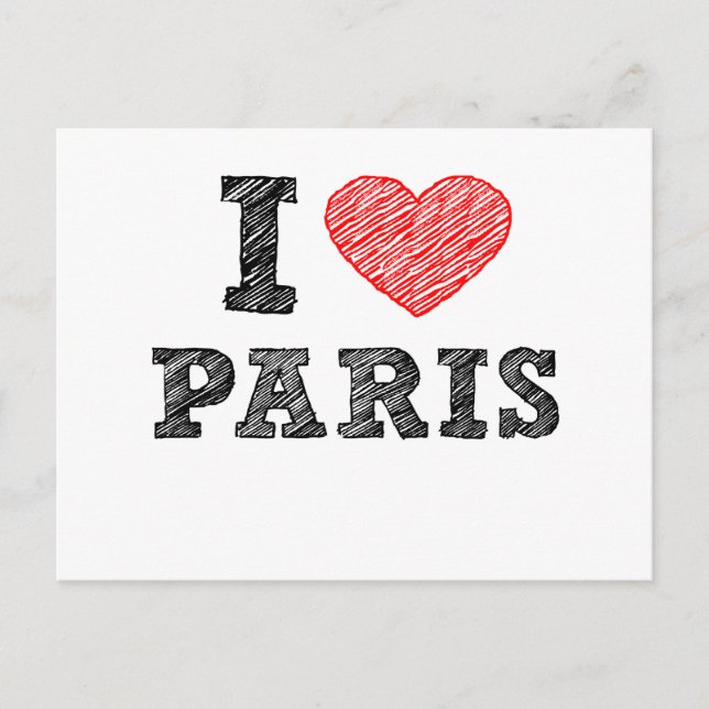 I Love Paris Sketch Postcard (Front)
