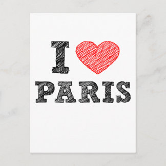 I Love Paris Sketch Postcard