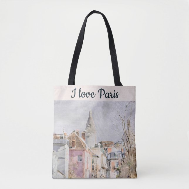 I Love Paris Street Scene Architecture Tote Bag (Front)