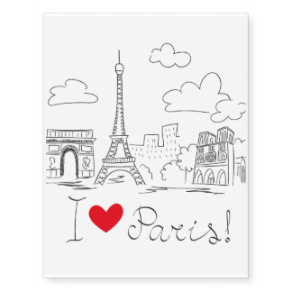 I Love Paris Temporary Tattoos