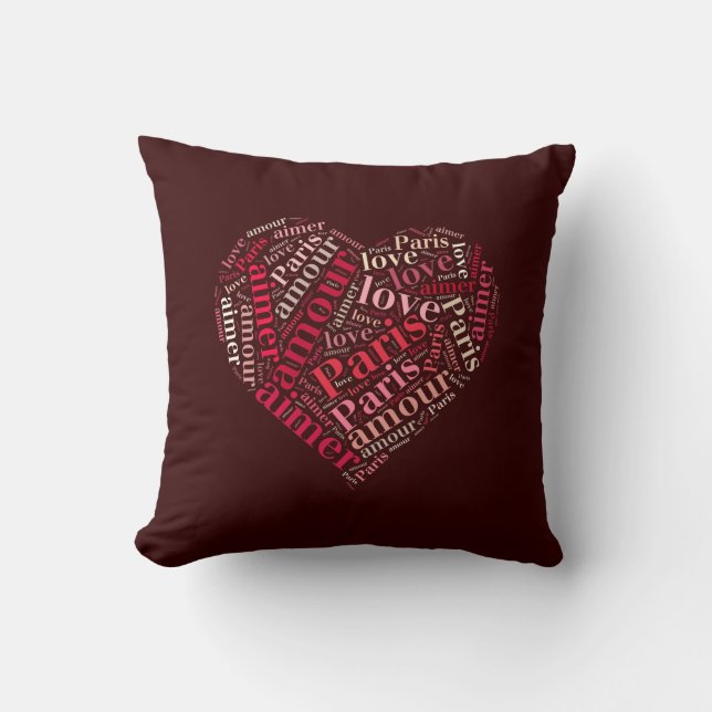 I love Paris Throw Pillow (Front)