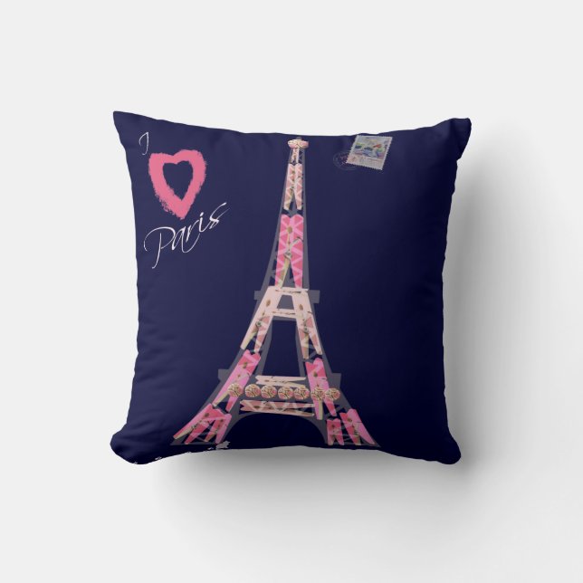 I Love Paris Throw Pillow (Front)