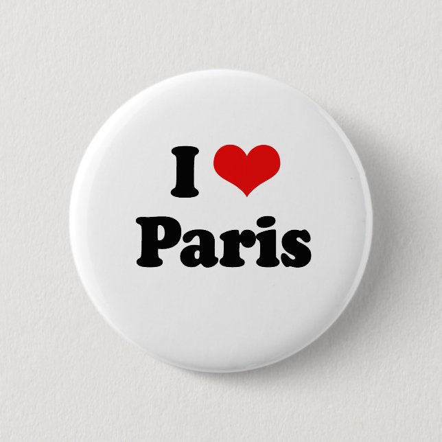 I Love Paris Tshirt Pinback Button (Front)