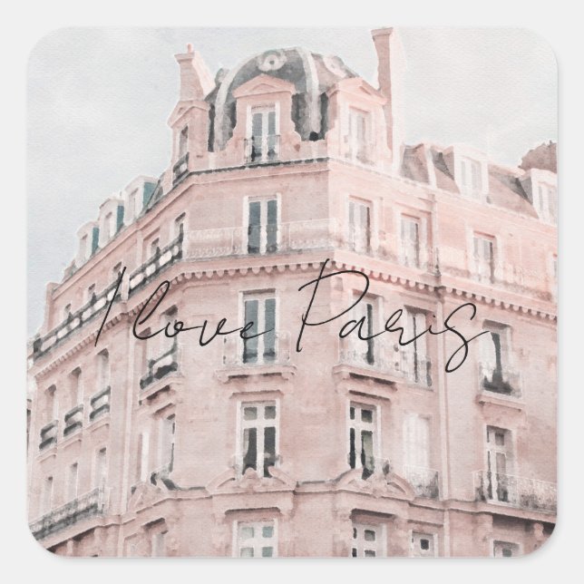 I Love Paris Vintage Architecture Square Sticker (Front)