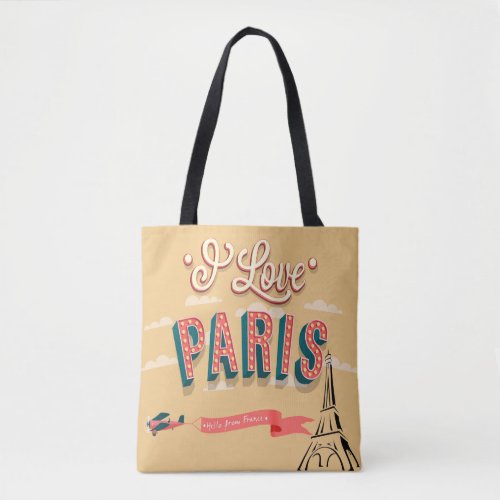I love Paris vintage beige Tote Bag
