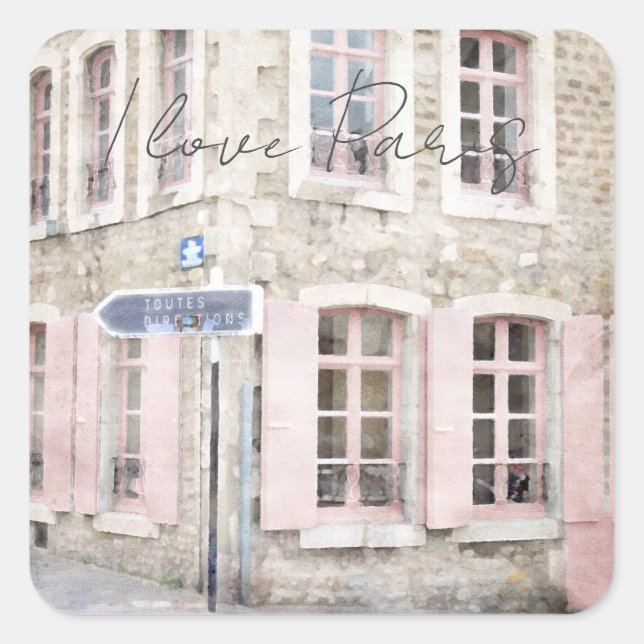 I Love Paris Vintage French Architecture Square Sticker (Front)