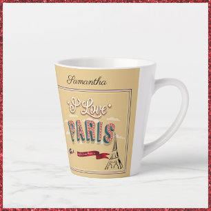I love Paris Vintage Travel Poster Latte Mug