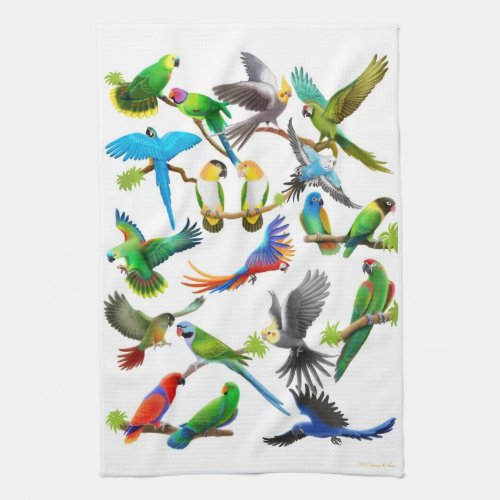 I Love Parrots Kitchen Towel
