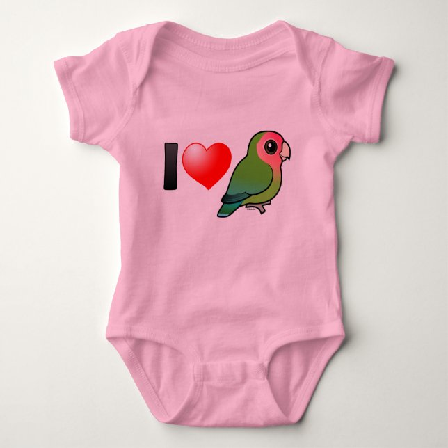 I Love Peach-faced Lovebirds Baby Bodysuit (Front)