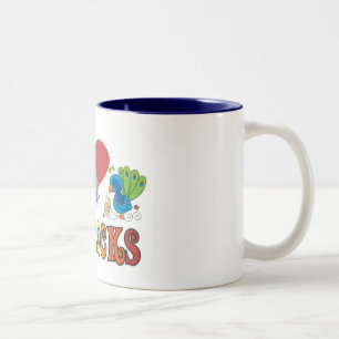 I Love Peacocks Two-Tone Coffee Mug