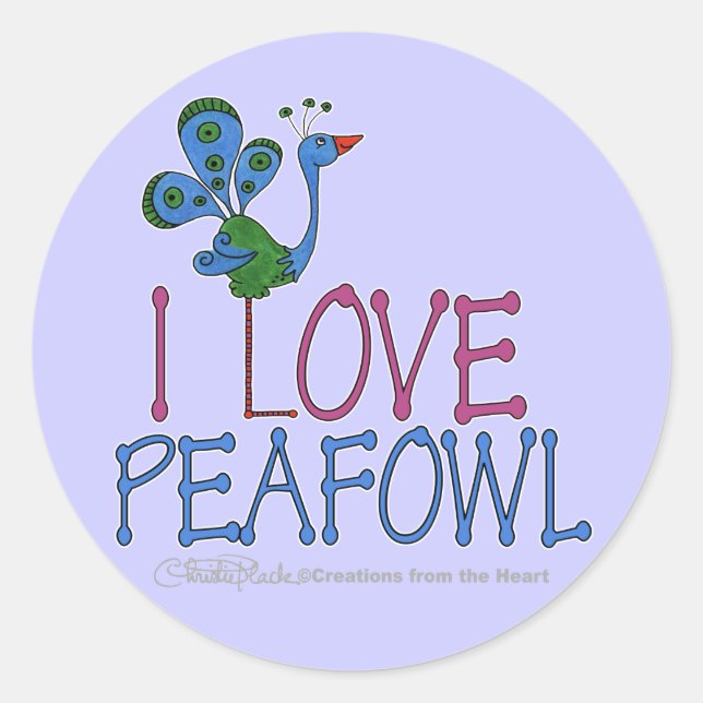 I Love Peafowl Classic Round Sticker (Front)
