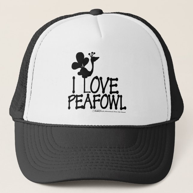 I Love Peafowl silhouette Trucker Hat (Front)