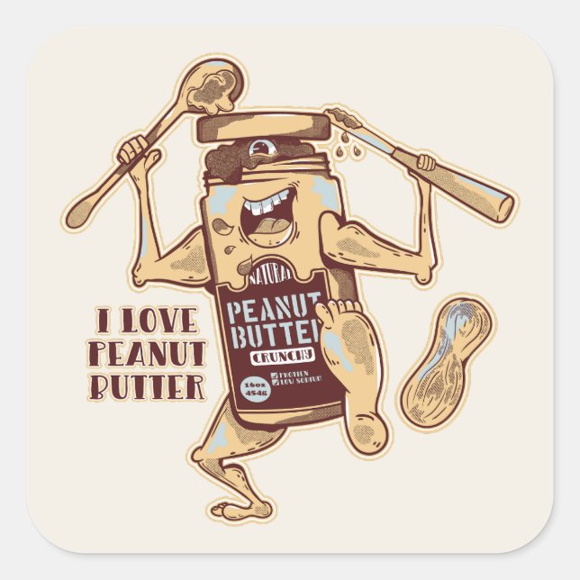 I LOVE PEANUT BUTTER SQUARE STICKER (Front)