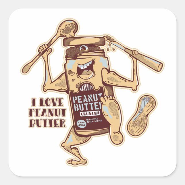 I LOVE PEANUT BUTTER SQUARE STICKER (Front)