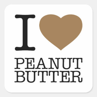 I LOVE PEANUT BUTTER SQUARE STICKER