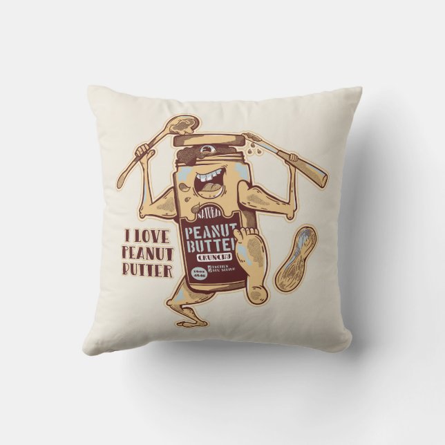 I LOVE PEANUT BUTTER THROW PILLOW (Back)