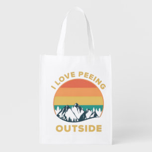 I Love Peeing Outside Reusable Grocery Bag – Funny