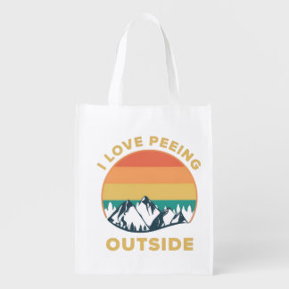 I Love Peeing Outside Reusable Grocery Bag – Funny