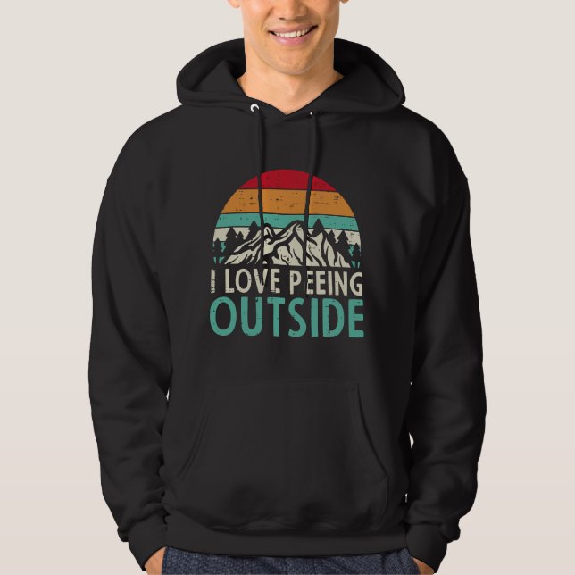 I Love Peeing Outside Sunset Retro Outdoor Camping Hoodie (Front)